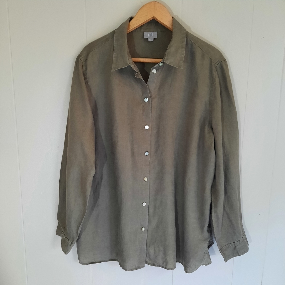 J. Jill Olive Green Button-Down Shirt